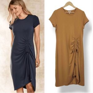 Garnet Hill Blue and Tan Midi Dresses